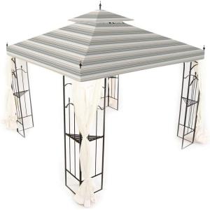 imageGarden Winds Replacement Canopy Top Cover for Hampton Bay Arrow Gazebo  Riplock 350  BeigeStripe Stone