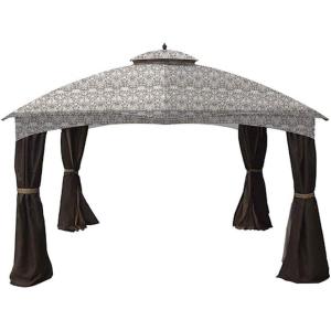 imageGarden Winds Replacement Canopy for Allen Roth 10x12 Gazebo Model GF12S004B  Performance 350 Fabric  BeigeDamask Beige