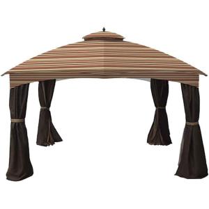 imageGarden Winds Replacement Canopy for Allen Roth 10x12 Gazebo Model GF12S004B  Performance 350 Fabric  BeigeStripe Canyon