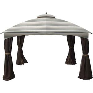 imageGarden Winds Replacement Canopy for Allen Roth 10x12 Gazebo Model GF12S004B  Performance 350 Fabric  BeigeStripe Stone