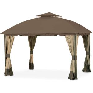 imageGarden Winds Replacement Canopy for South Hampton Gazebo  Riplock 350  BeigeNutmeg