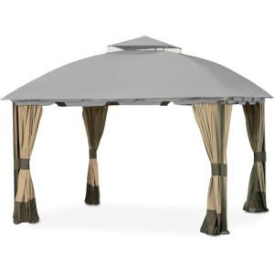 imageGarden Winds Replacement Canopy for South Hampton Gazebo  Riplock 350  BeigeSlate Gray