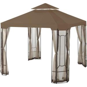imageGarden Winds Replacement Canopy for The Cottleville Gazebo  Riplock 350  BeigeClassic Brown Nutmeg