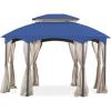 imageGarden Winds Replacement Canopy for The Manhattan Oval Gazebo  Riplock 350  BeigeTrue Navy