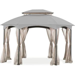 imageGarden Winds Replacement Canopy for The Manhattan Oval Gazebo  Riplock 350  BeigeSlate Gray